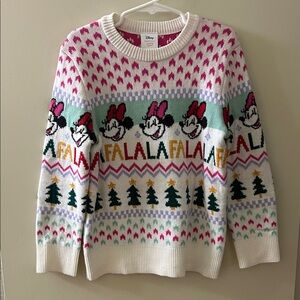 Disney Kids Minnie Mouse Holiday Sweater - Pink, Green, White